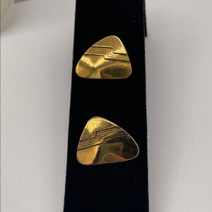 3.23.26-19 Laurel Burch Gold-Tone Abstract Triangle Clip-On Earrings